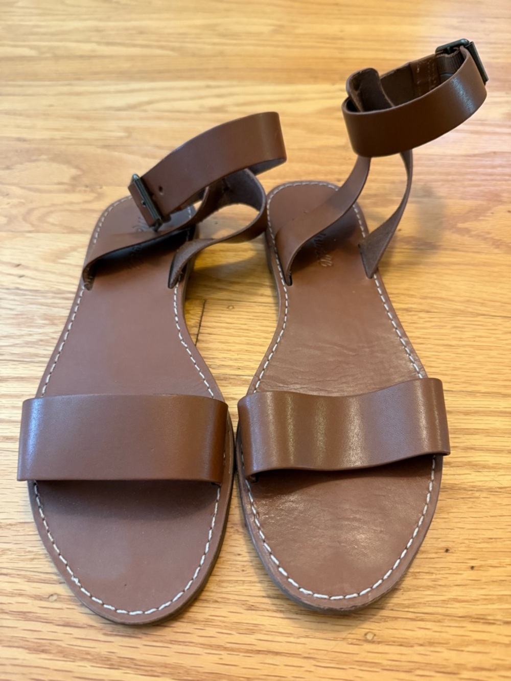 Madewell Boardwalk Brown Ankle-Strap Leather Sandals